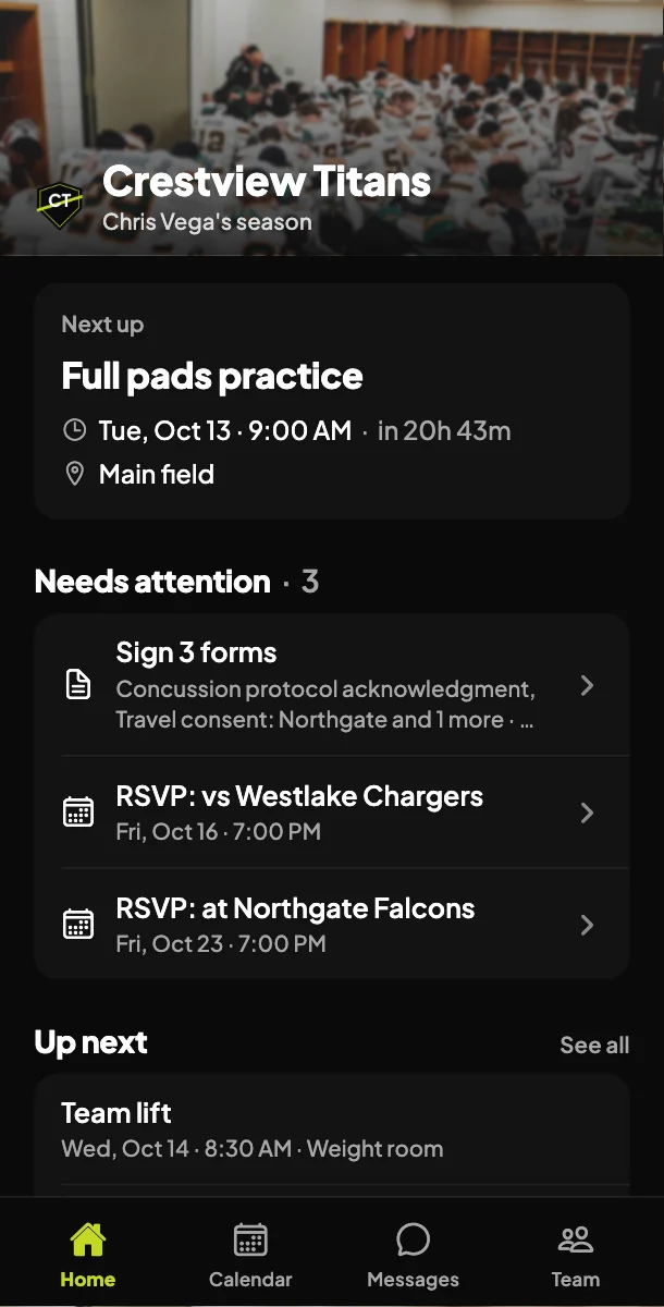 A parent's home screen